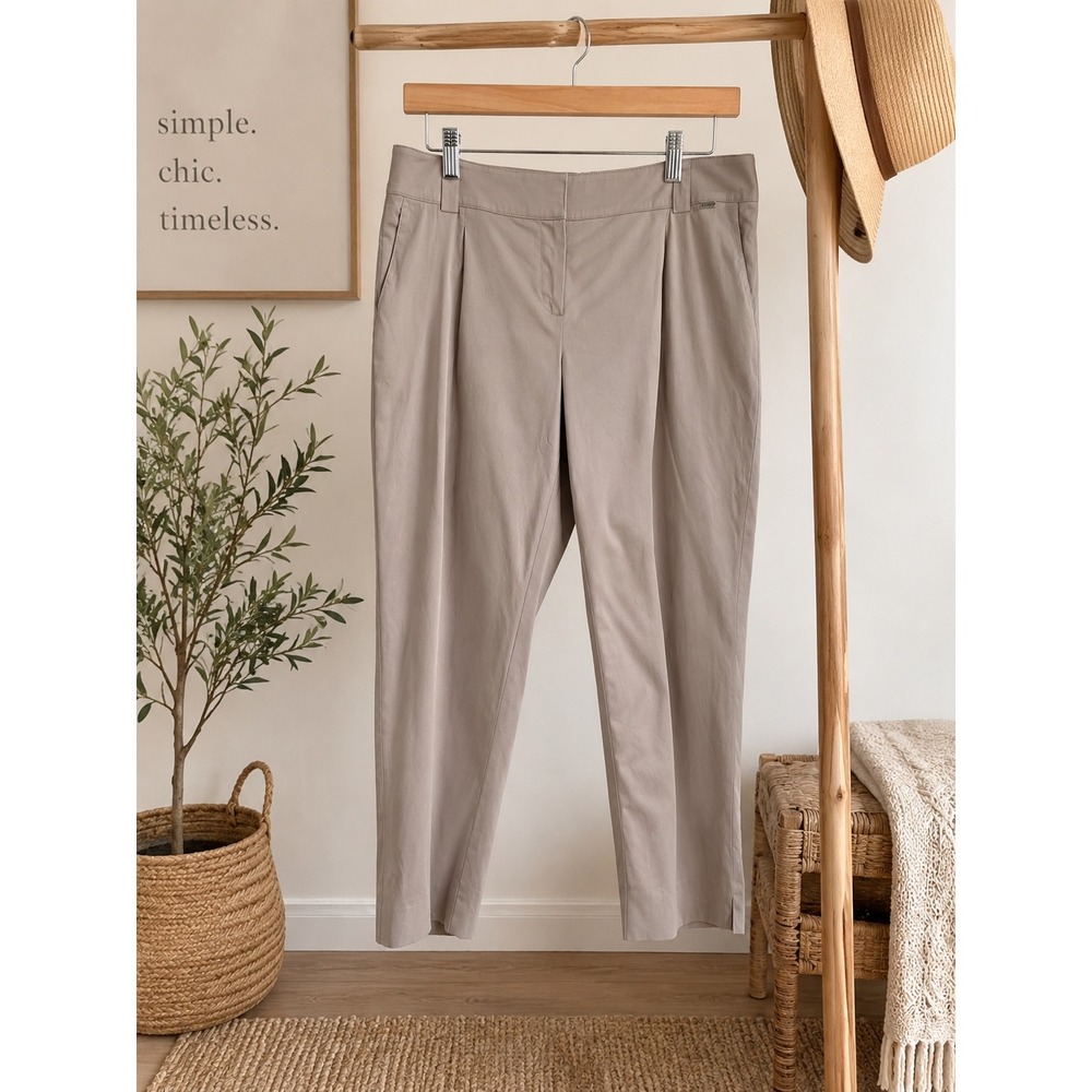 St. John Sport Pleated Pants Womens 10 Taupe Ankle Professional Office Capsule
